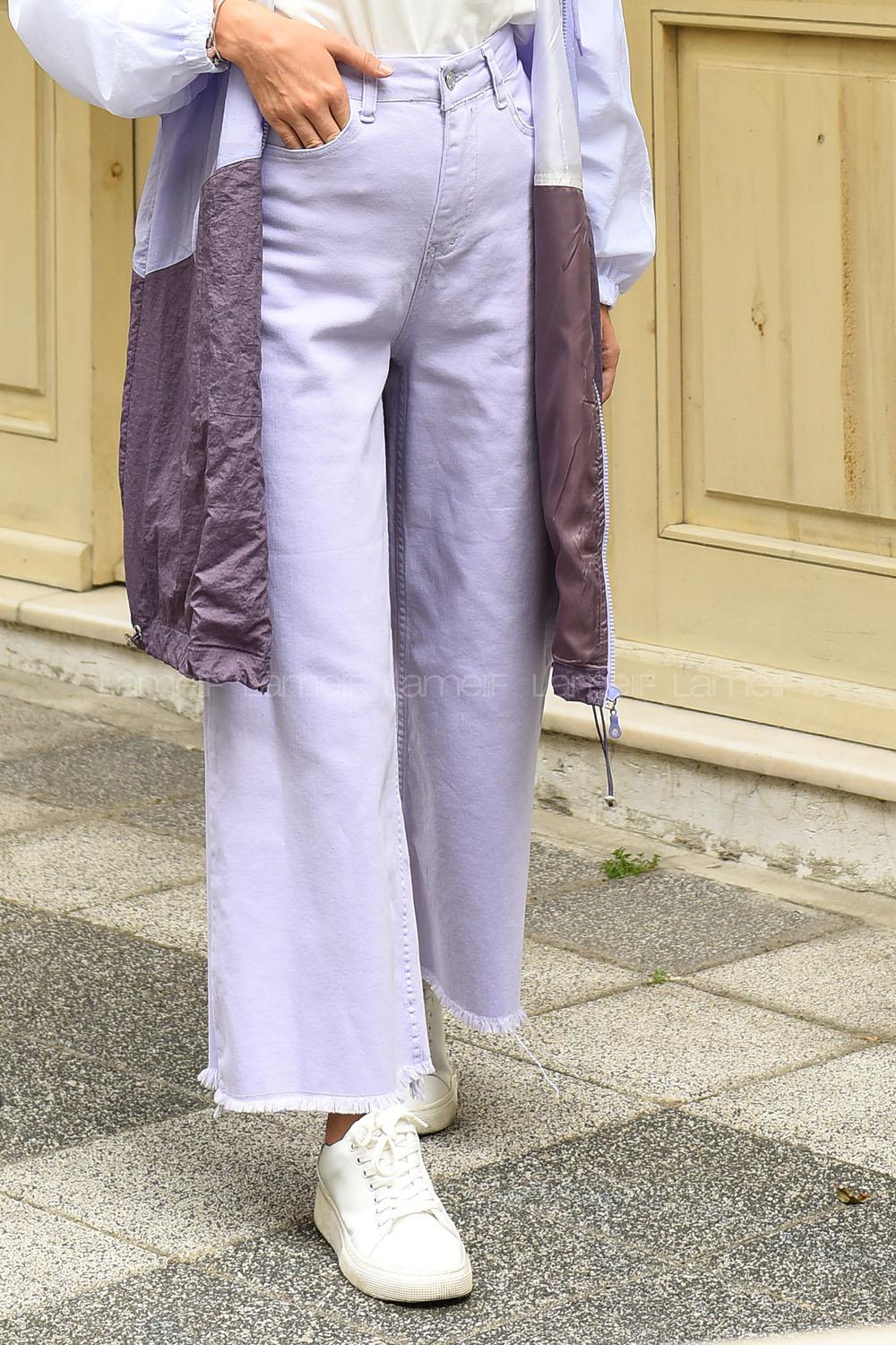 Modalamelif Likralı Culoutte Pantolon Lila