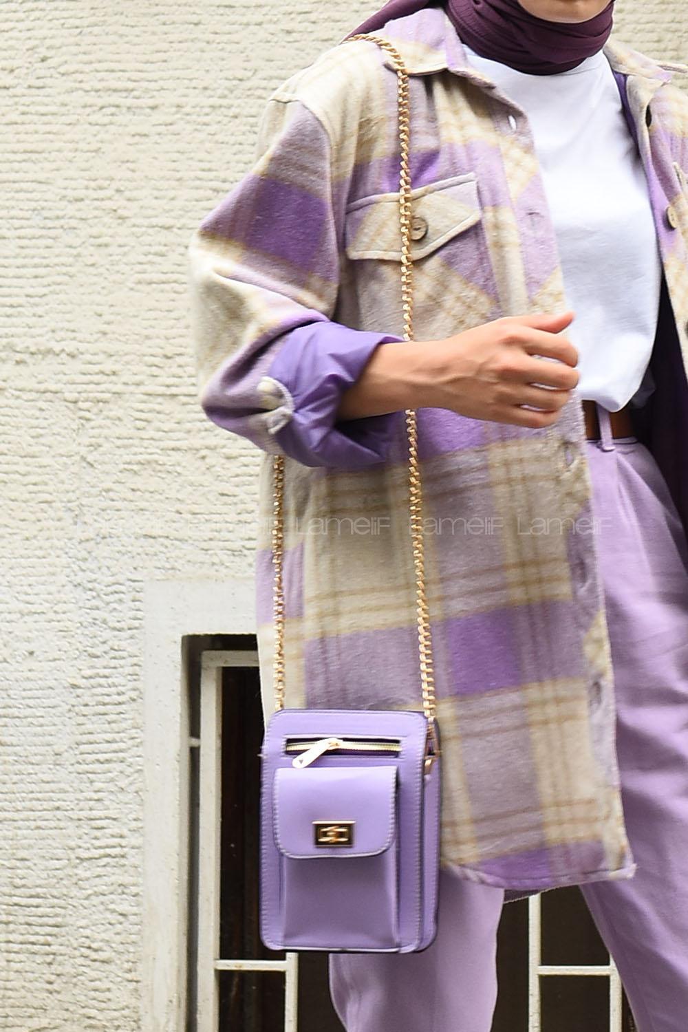 Modalamelif Zincir Askılı Messenger Model Çanta Lila