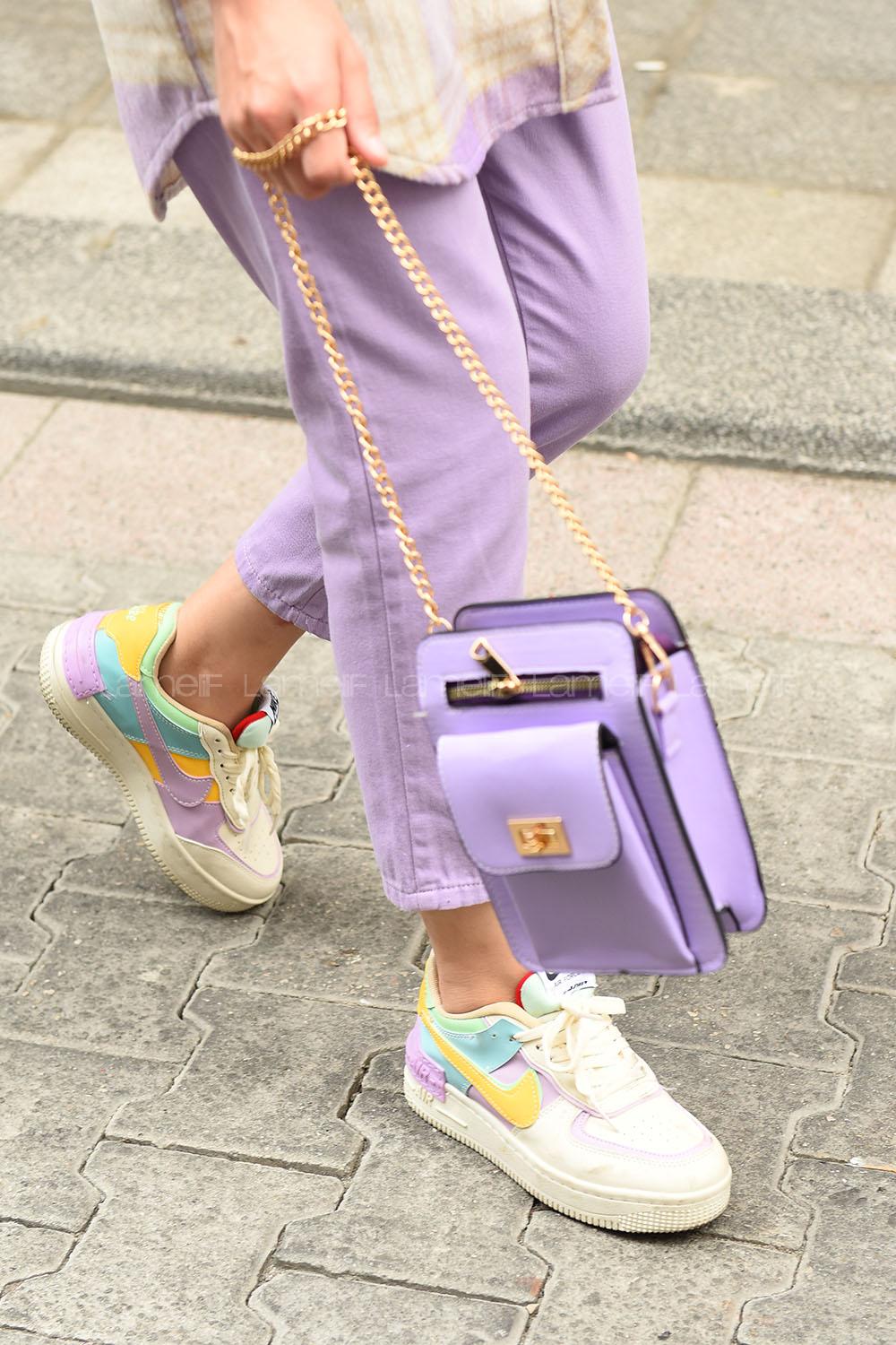 Modalamelif Zincir Askılı Messenger Model Çanta Lila