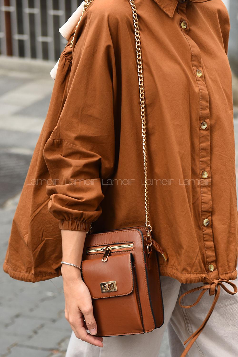 Modalamelif Zincir Askılı Messenger Model Çanta Taba