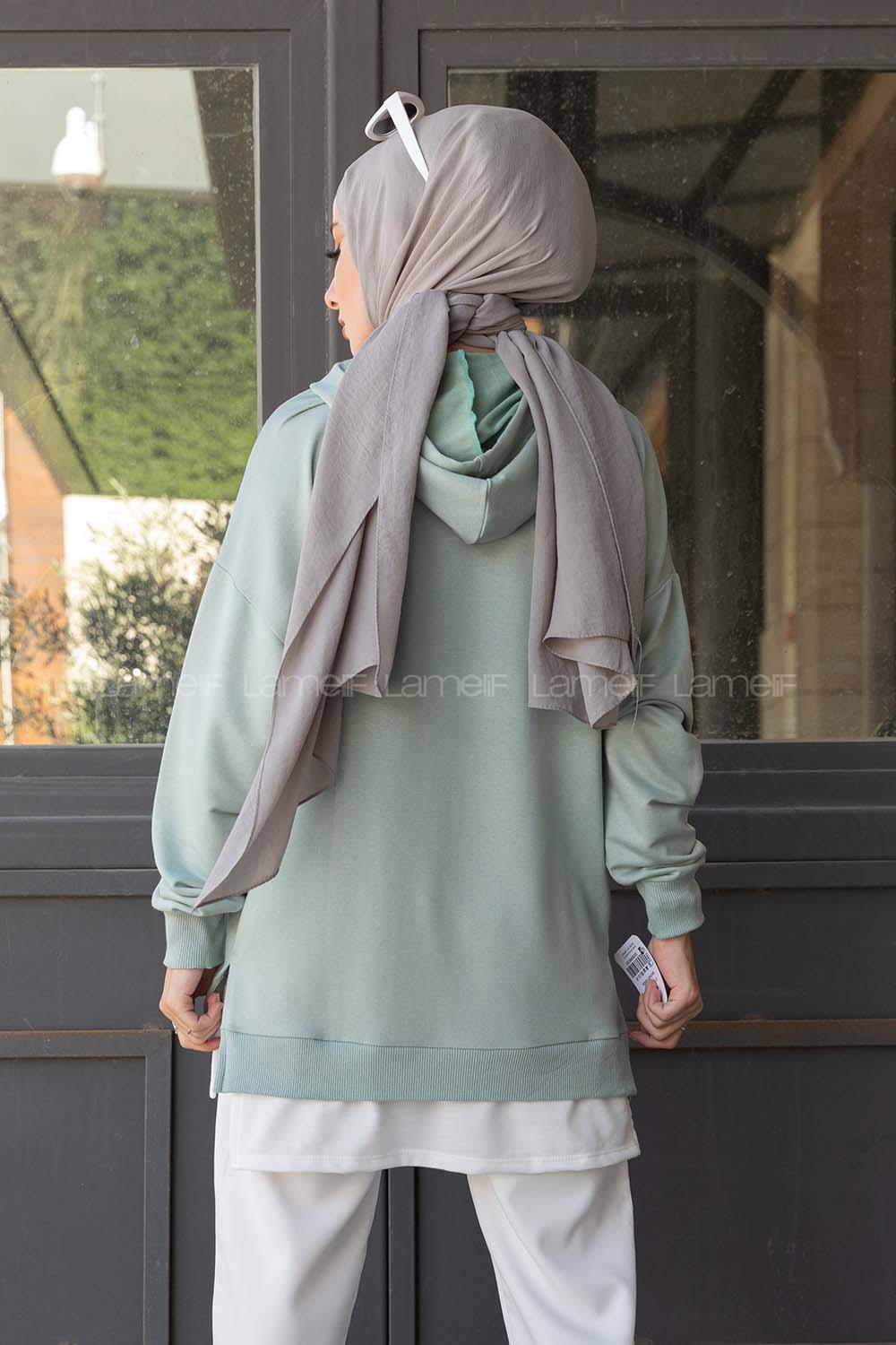 Modalamelif Eteği Garnili Dreamer Sweatshirt Çağla