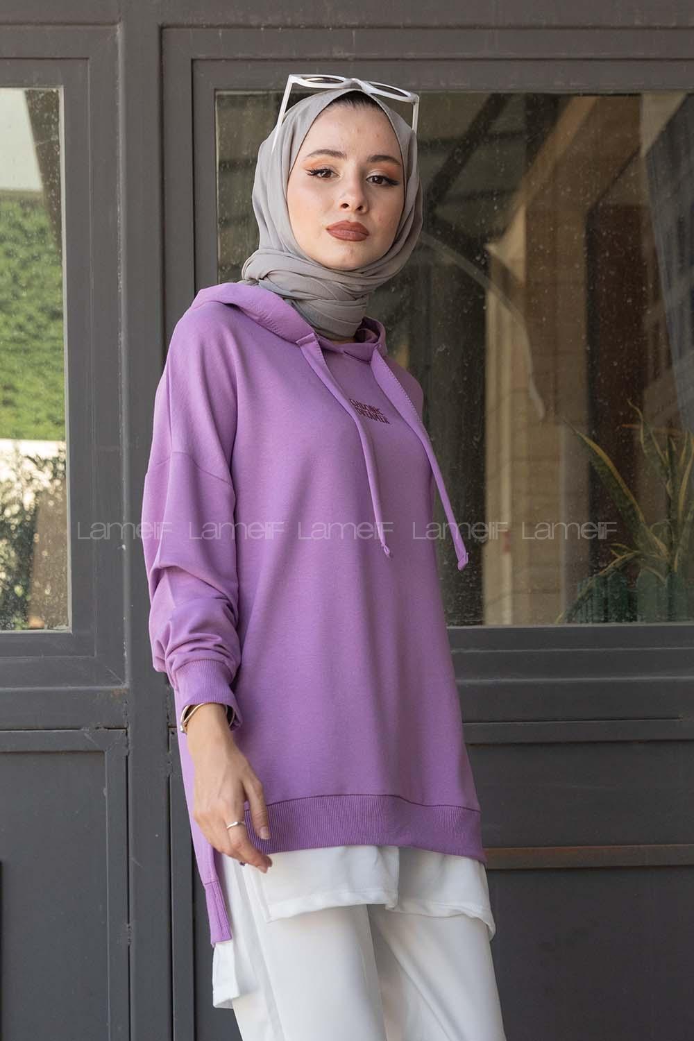 Modalamelif Eteği Garnili Dreamer Sweatshirt Lila