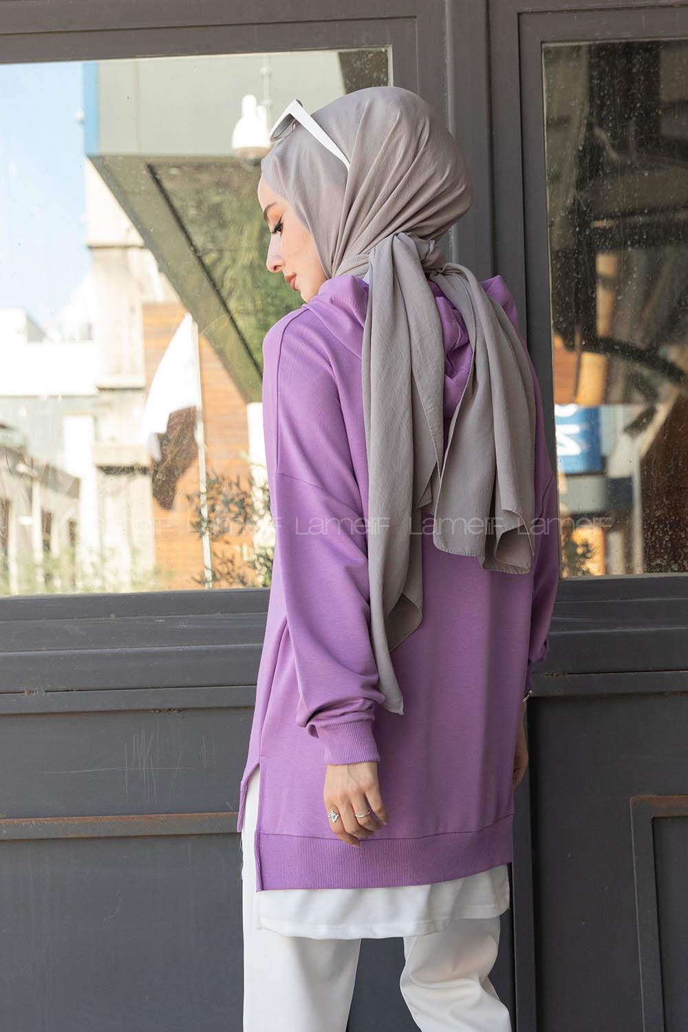 Modalamelif Eteği Garnili Dreamer Sweatshirt Lila