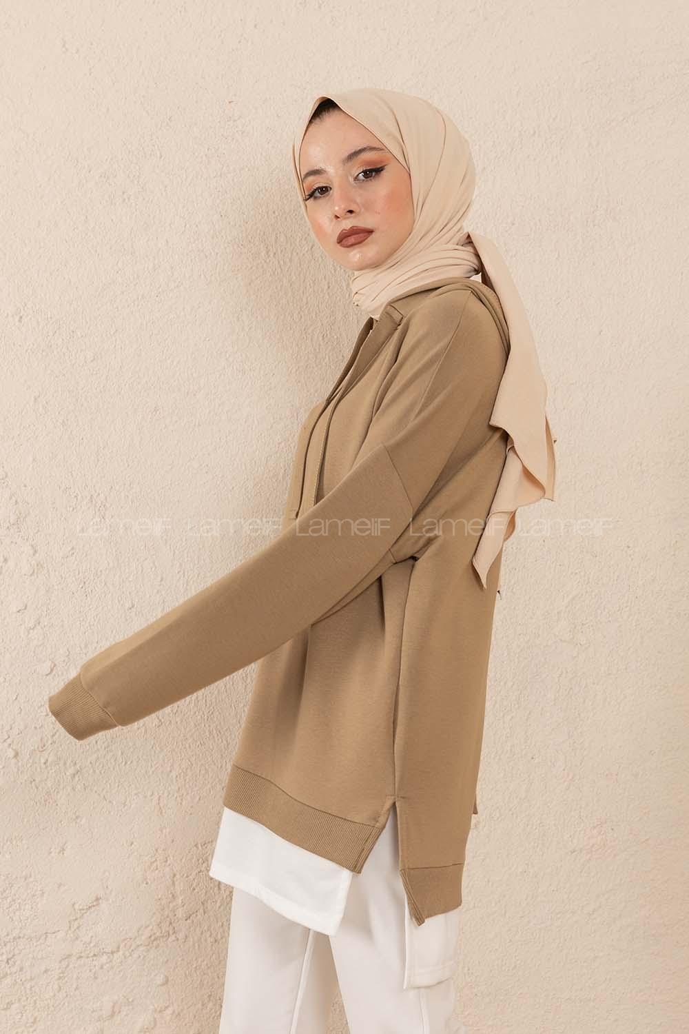 Modalamelif Eteği Garnili Dreamer Sweatshirt Yağ Yeşili