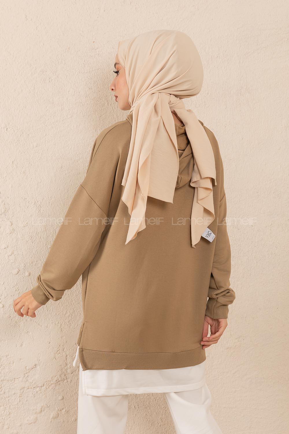 Modalamelif Eteği Garnili Dreamer Sweatshirt Yağ Yeşili