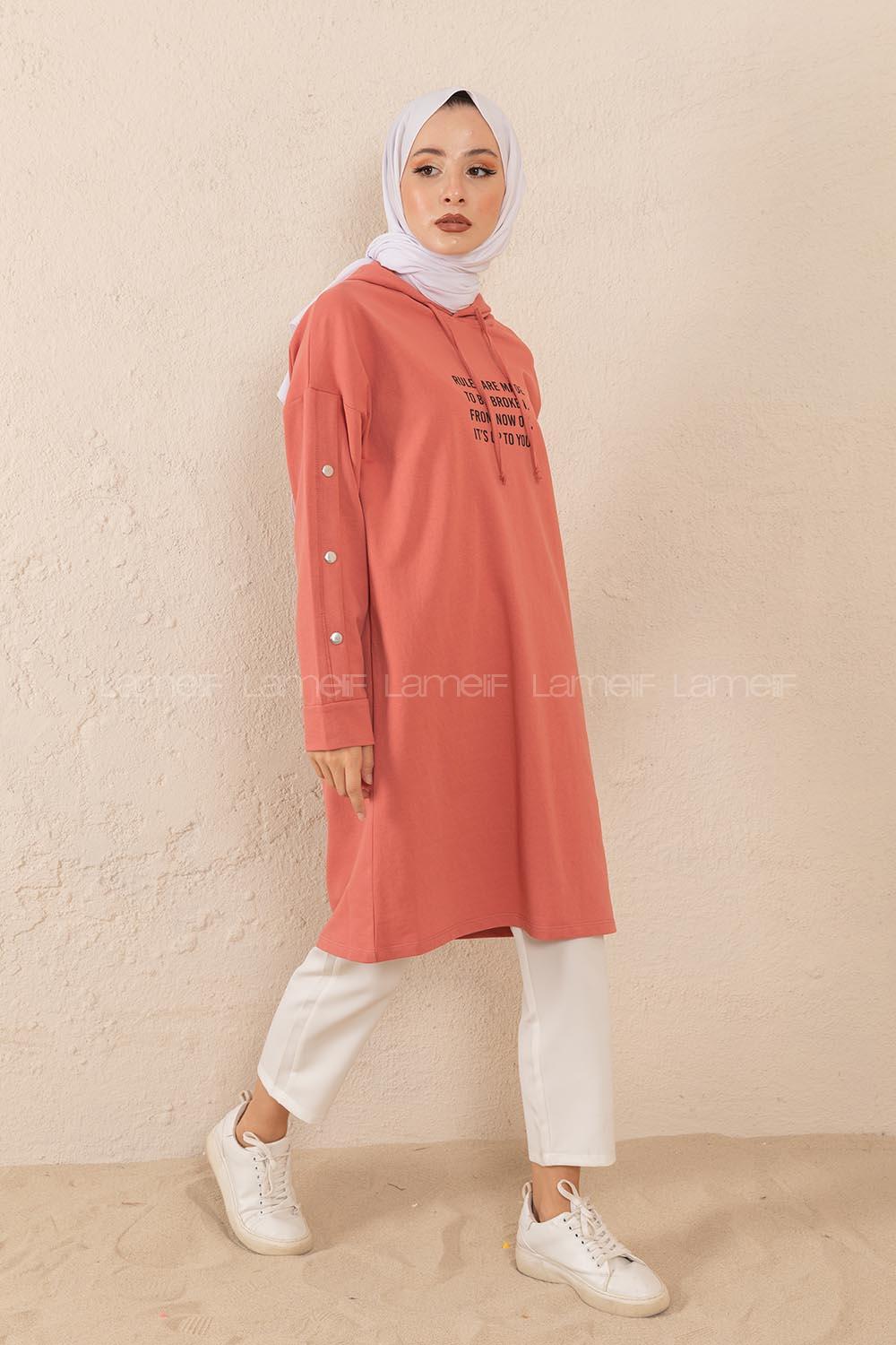 Modalamelif Kolları Çıtçıtlı Sweatshirt Gül