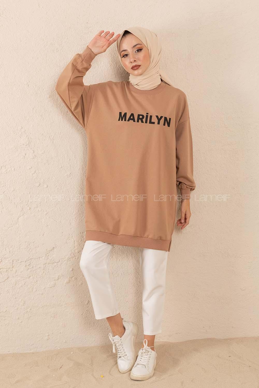 Modalamelif Marilyn Baskılı Sweatshirt Sütlü Kahve