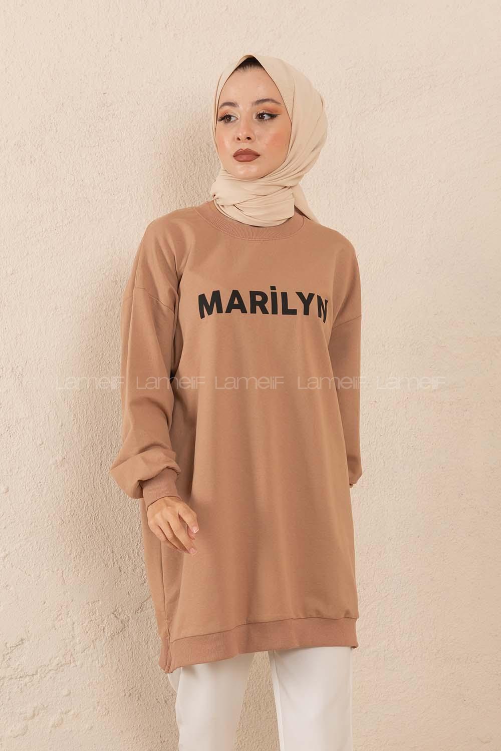 Modalamelif Marilyn Baskılı Sweatshirt Sütlü Kahve