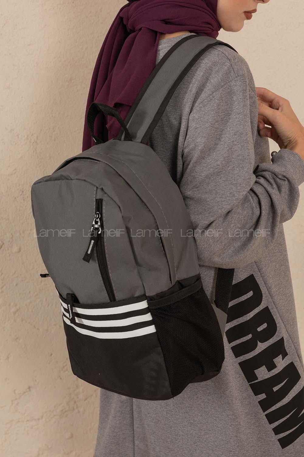 Modalamelif Üç Şeritli Sırt Çanta Gri