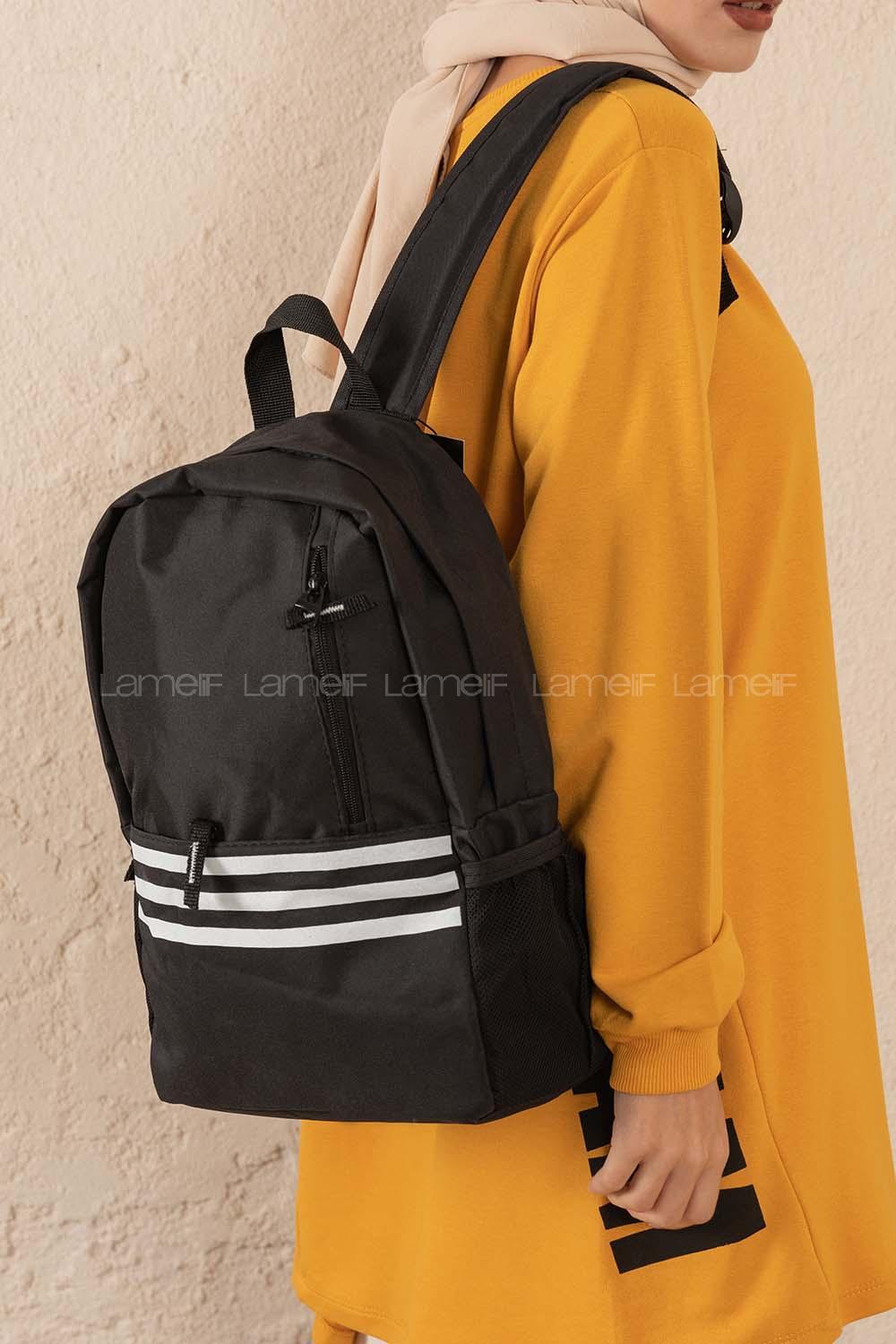 Modalamelif Üç Şeritli Sırt Çanta Siyah
