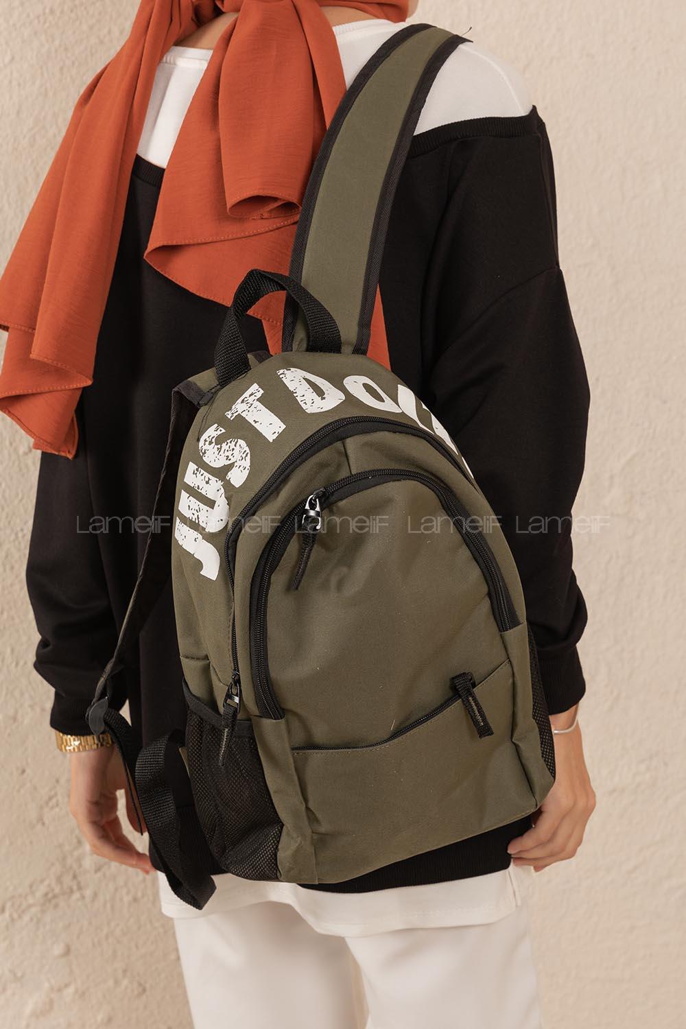 Modalamelif Üst Yazı Baskılı Sırt Çanta Haki