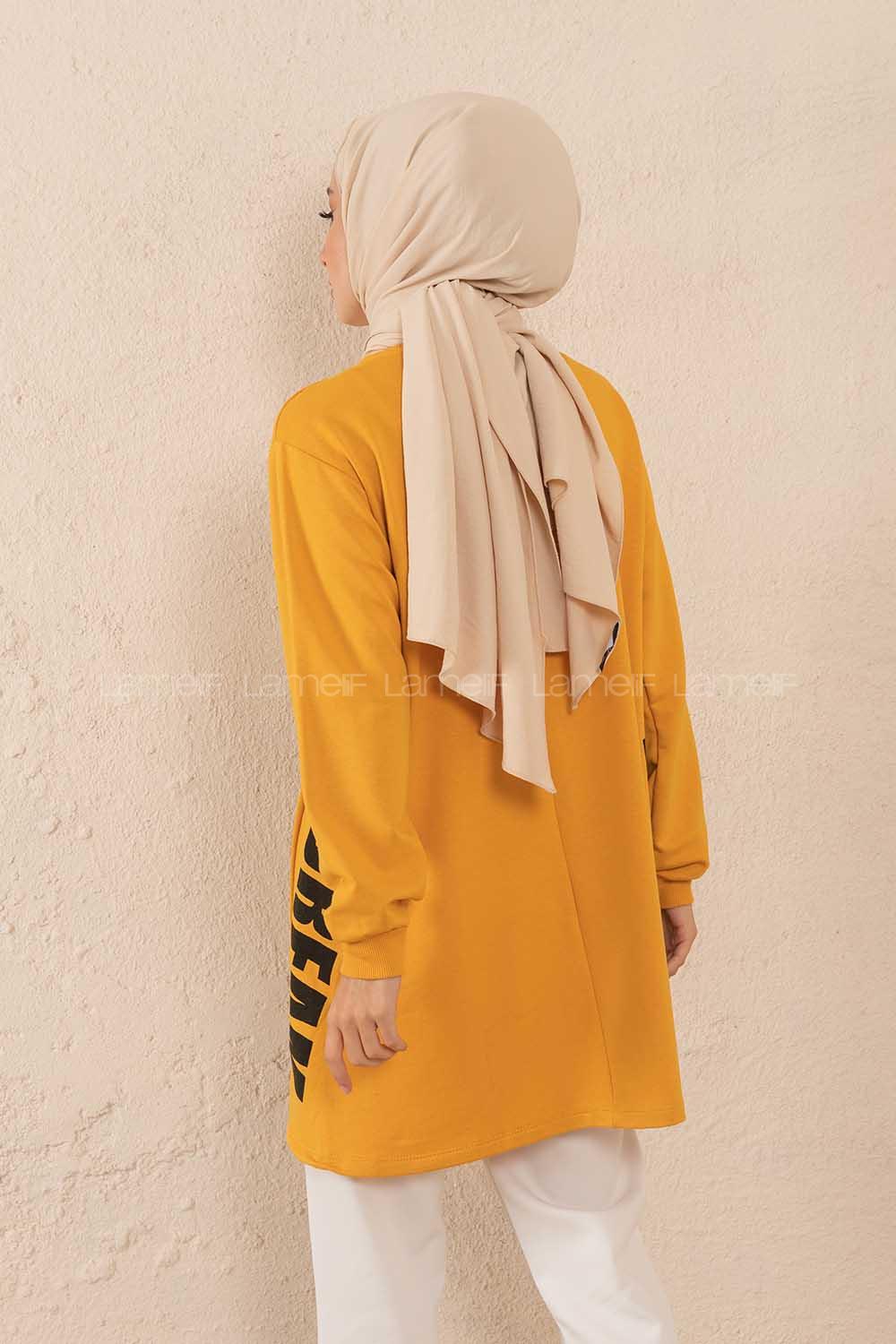 Modalamelif  Yanları Dream Baskılı Sweatshirt Hardal Sarısı