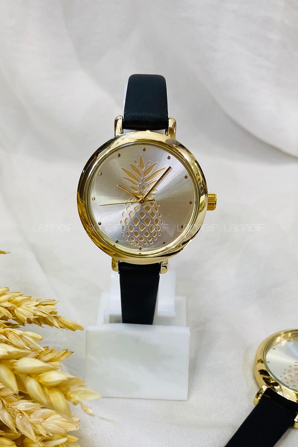 Modalamelif Ananas Detaylı Gold  Kol Saati