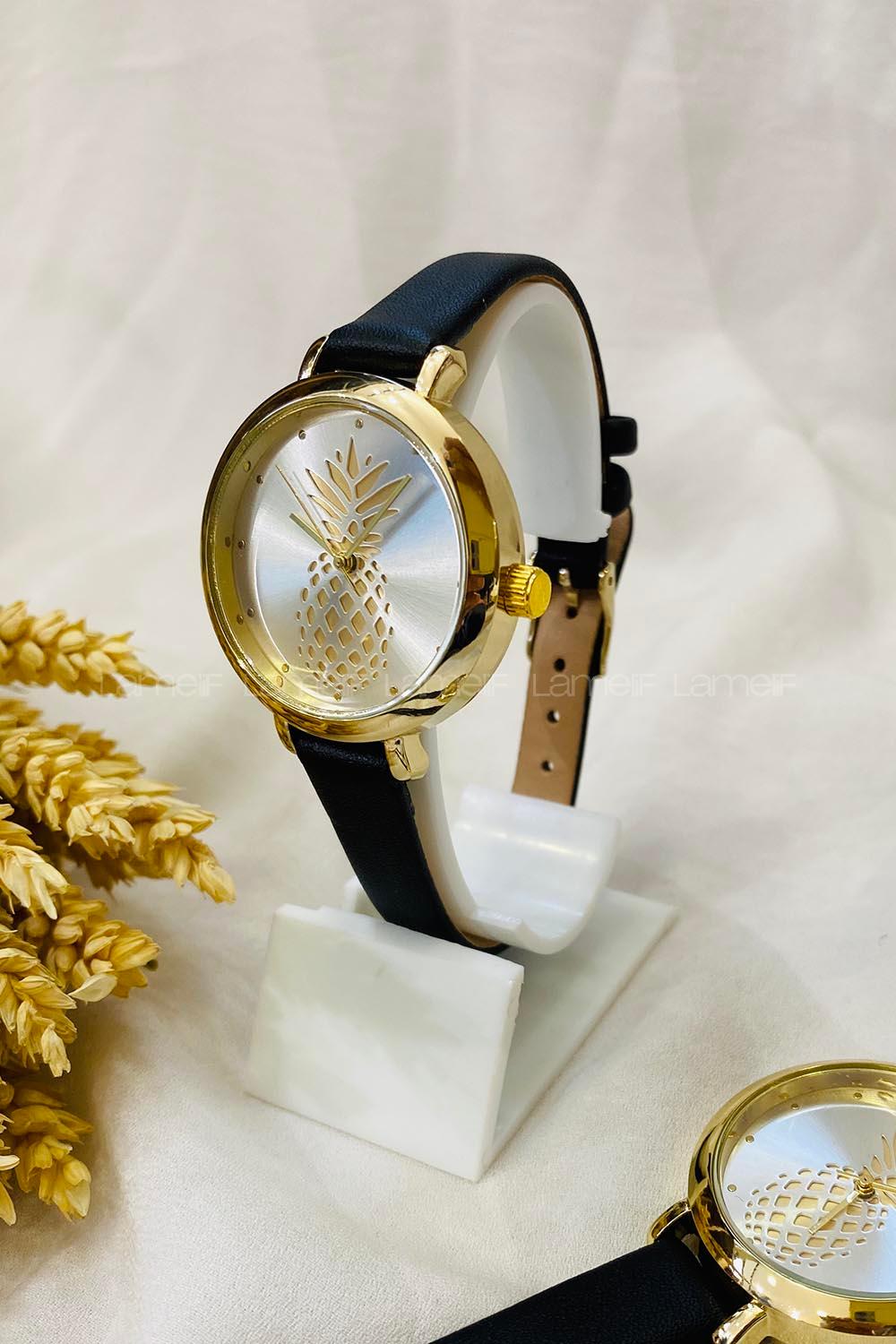 Modalamelif Ananas Detaylı Gold  Kol Saati