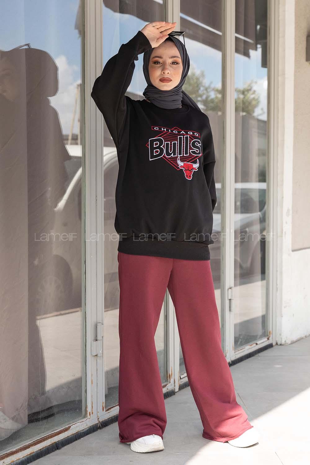 Modalamelif Chıcago Buls Sweatshirt Siyah