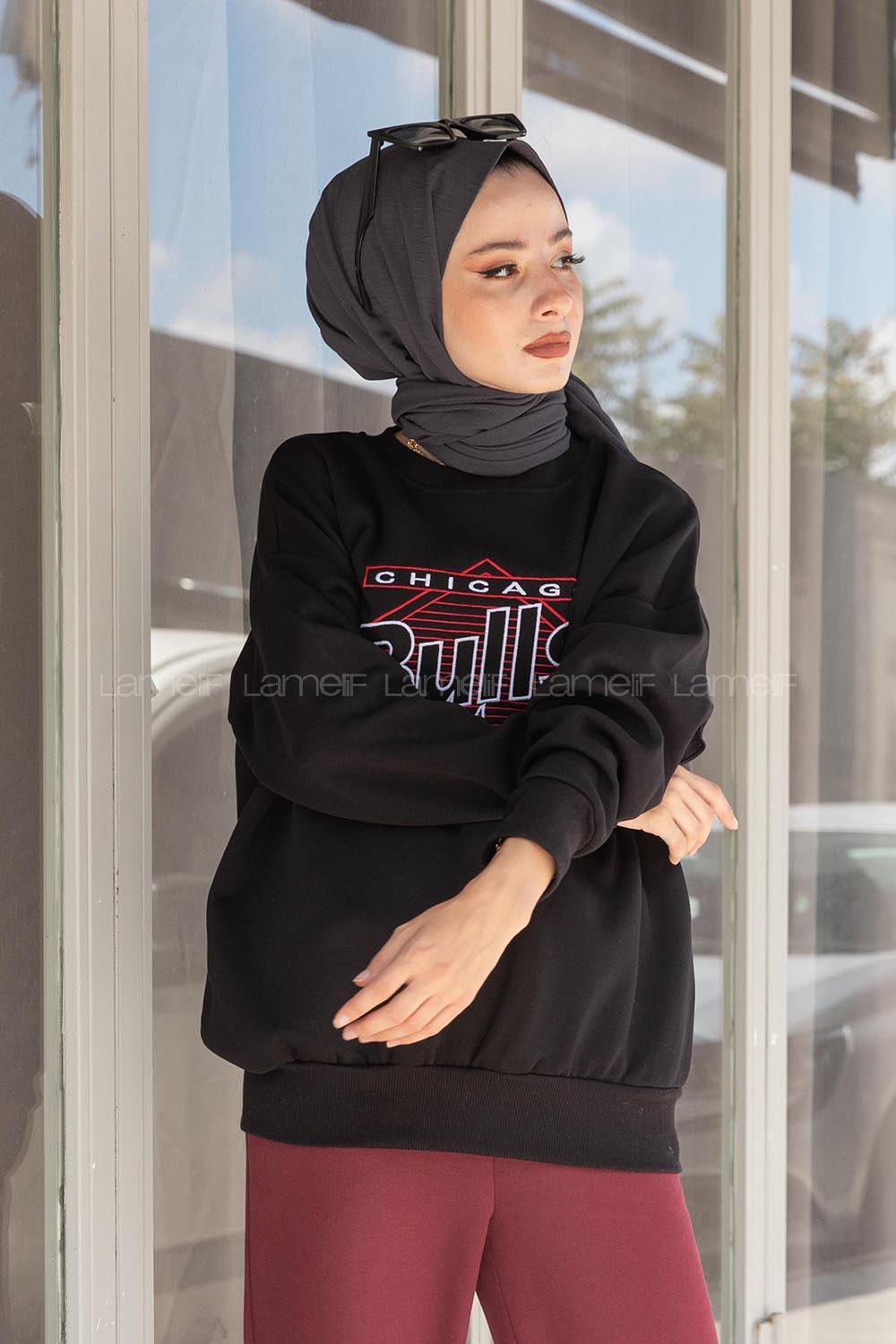 Modalamelif Chıcago Buls Sweatshirt Siyah