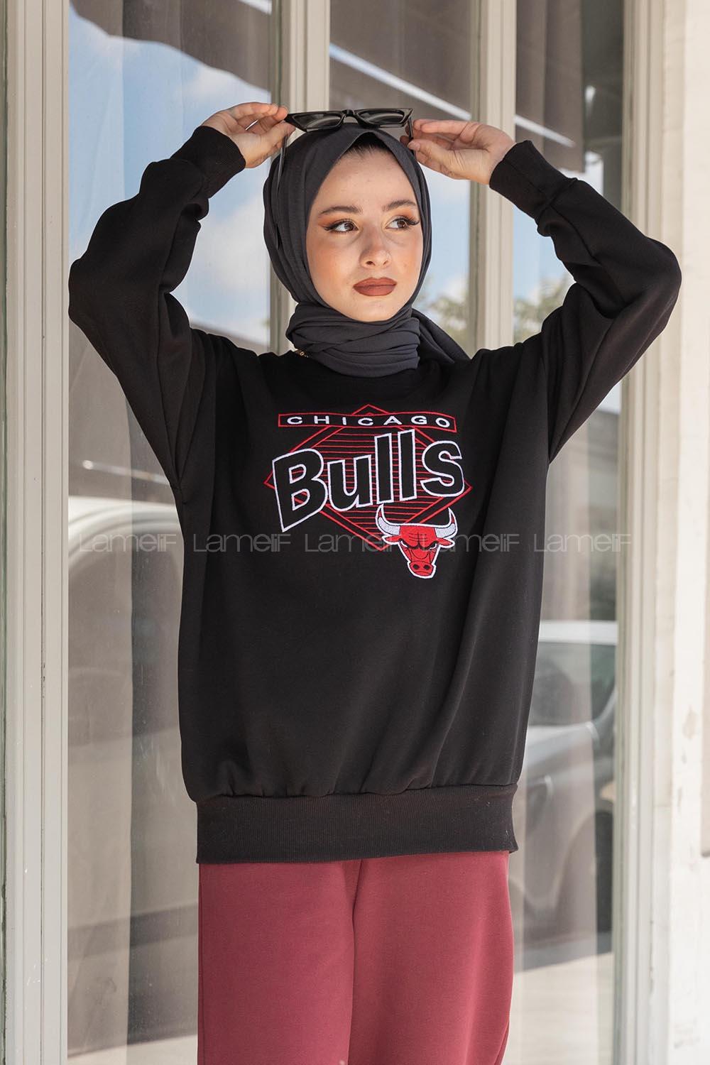 Modalamelif Chıcago Buls Sweatshirt Siyah