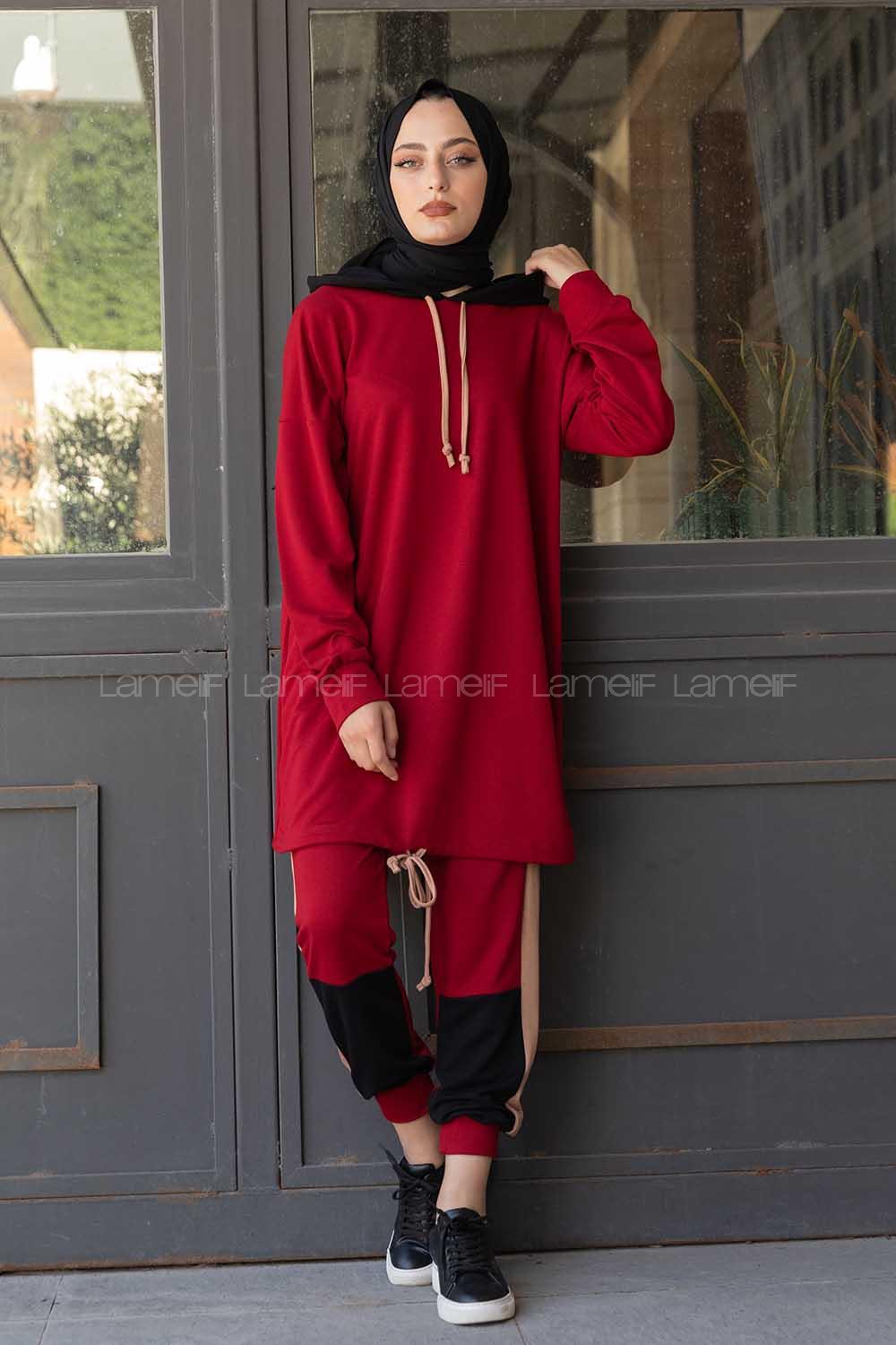 Modalamelif  Garnili İkili Takım Bordo