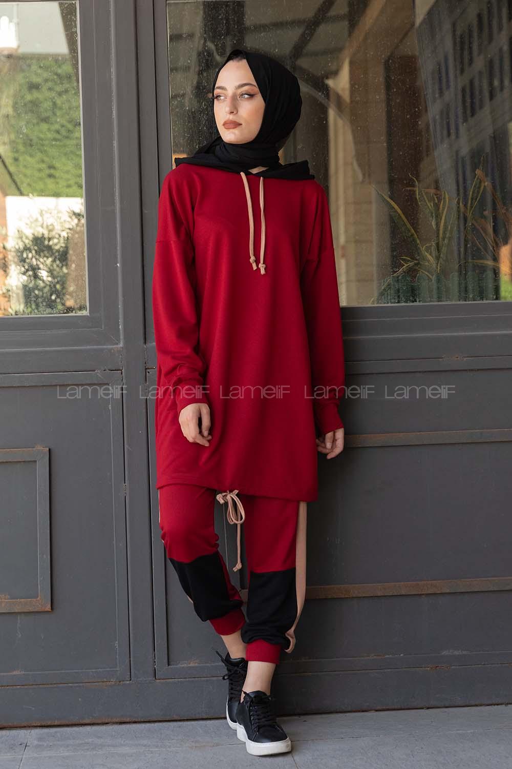 Modalamelif  Garnili İkili Takım Bordo