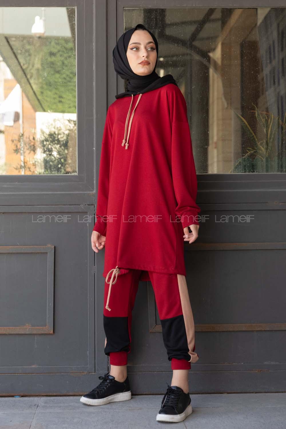 Modalamelif  Garnili İkili Takım Bordo