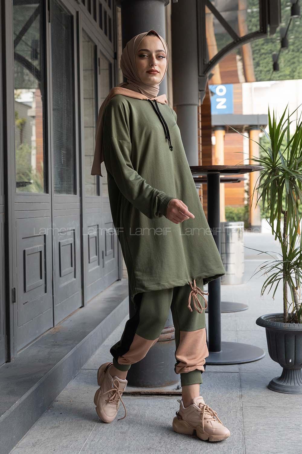 Modalamelif  Garnili İkili Takım Haki