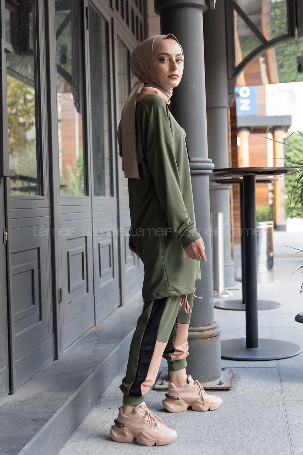 Modalamelif  Garnili İkili Takım Haki