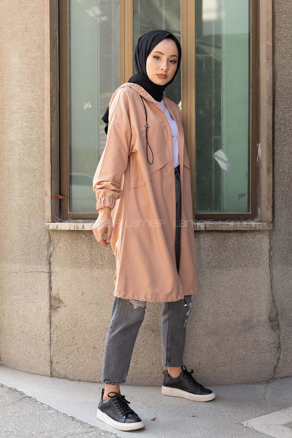 Modalamelif Kapşonlu Hırka Pudra