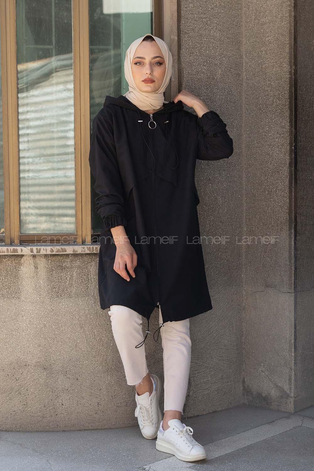 Modalamelif Kapşonlu Hırka Siyah