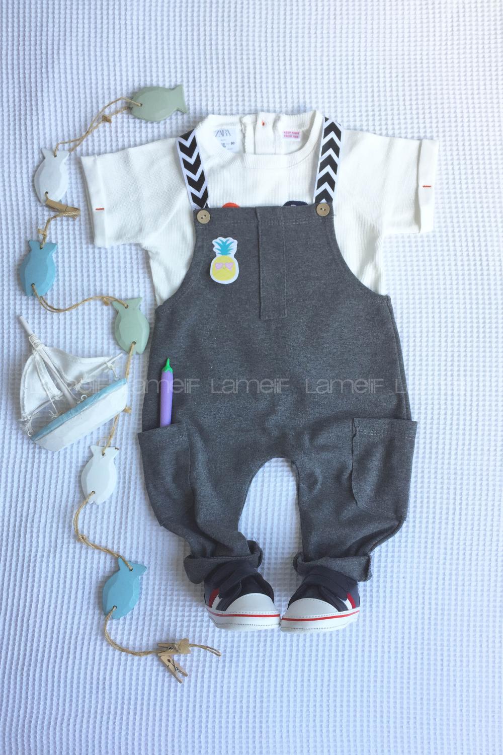 Modalamelif Kız Çocuk Askılı Slopet Gri