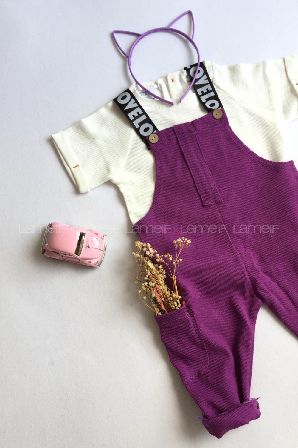 Modalamelif Kız Çocuk Askılı Slopet Mor