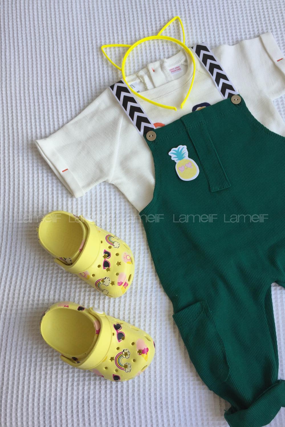 Modalamelif Kız Çocuk Askılı Slopet Yeşil