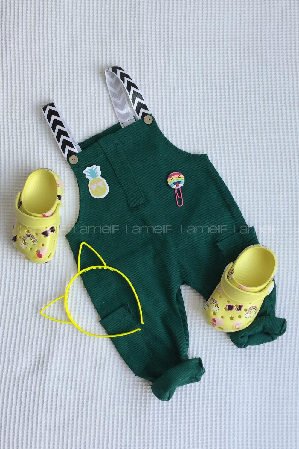 Modalamelif Kız Çocuk Askılı Slopet Yeşil