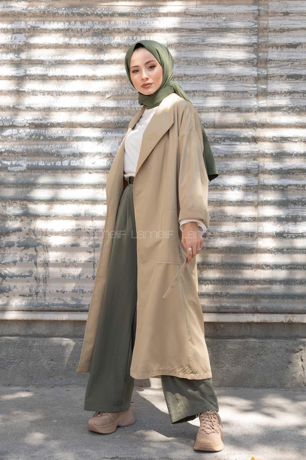 Modalamelif Kuşak Bağlamalı Trenç Bej