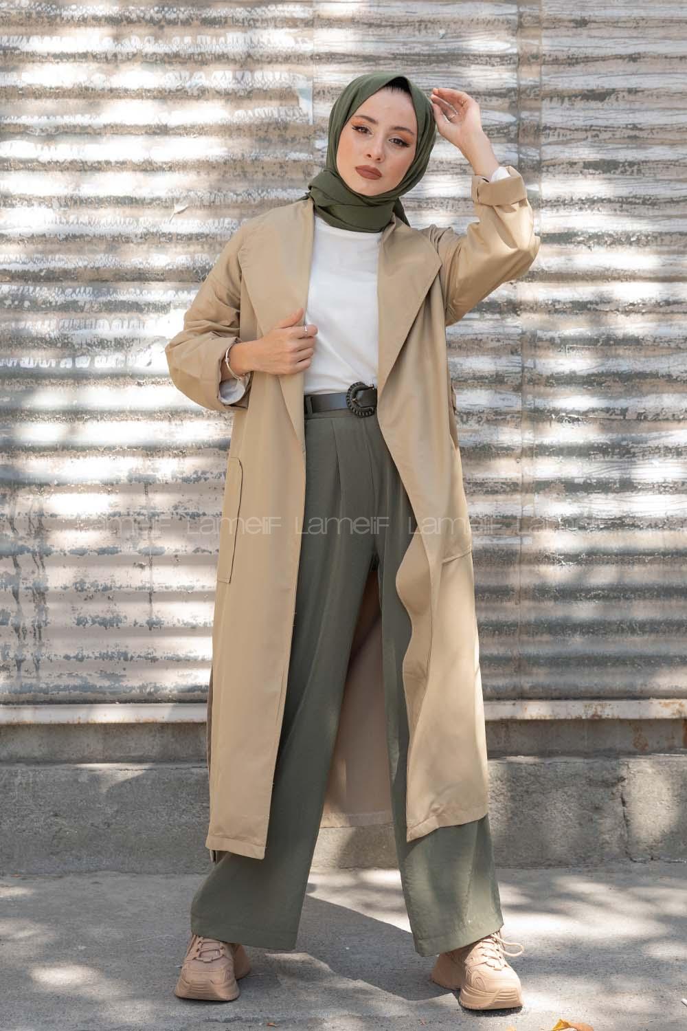 Modalamelif Kuşak Bağlamalı Trenç Bej