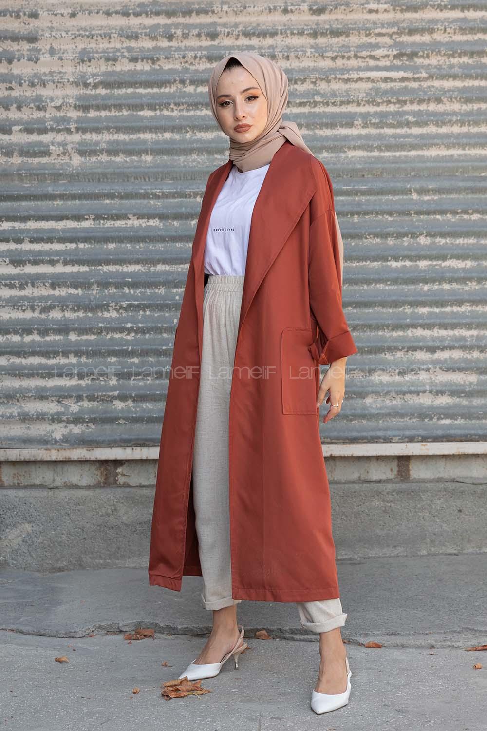 Modalamelif Kuşak Bağlamalı Trenç Kiremit