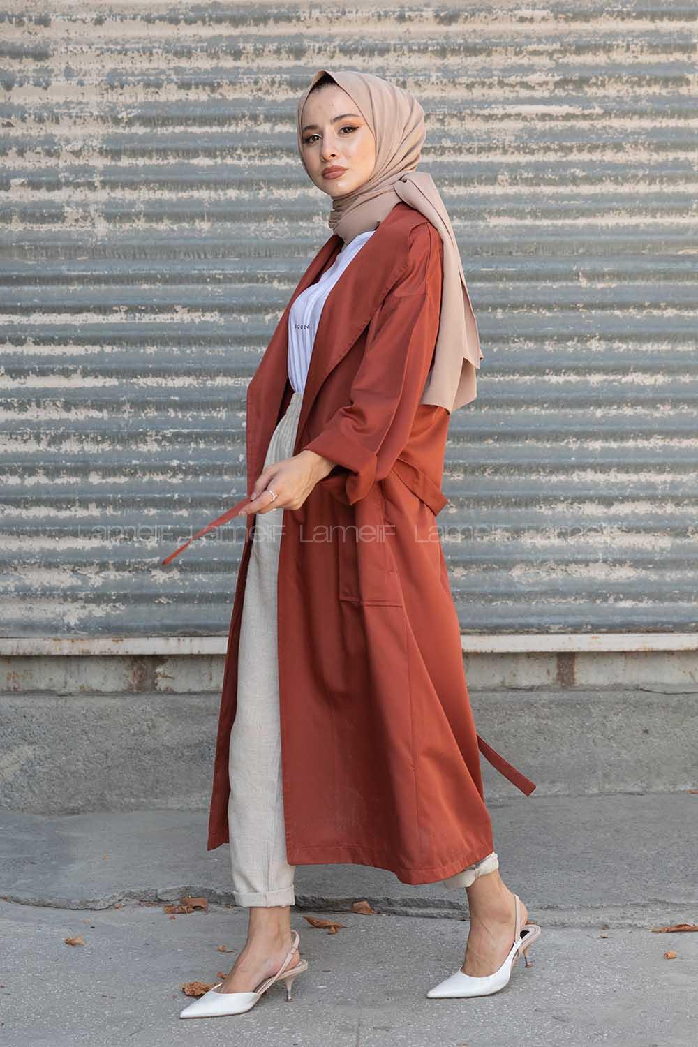 Modalamelif Kuşak Bağlamalı Trenç Kiremit