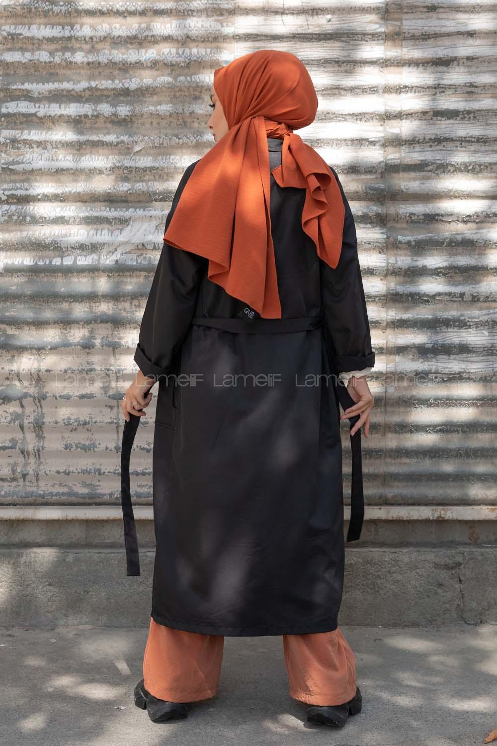 Modalamelif Kuşak Bağlamalı Trenç Siyah