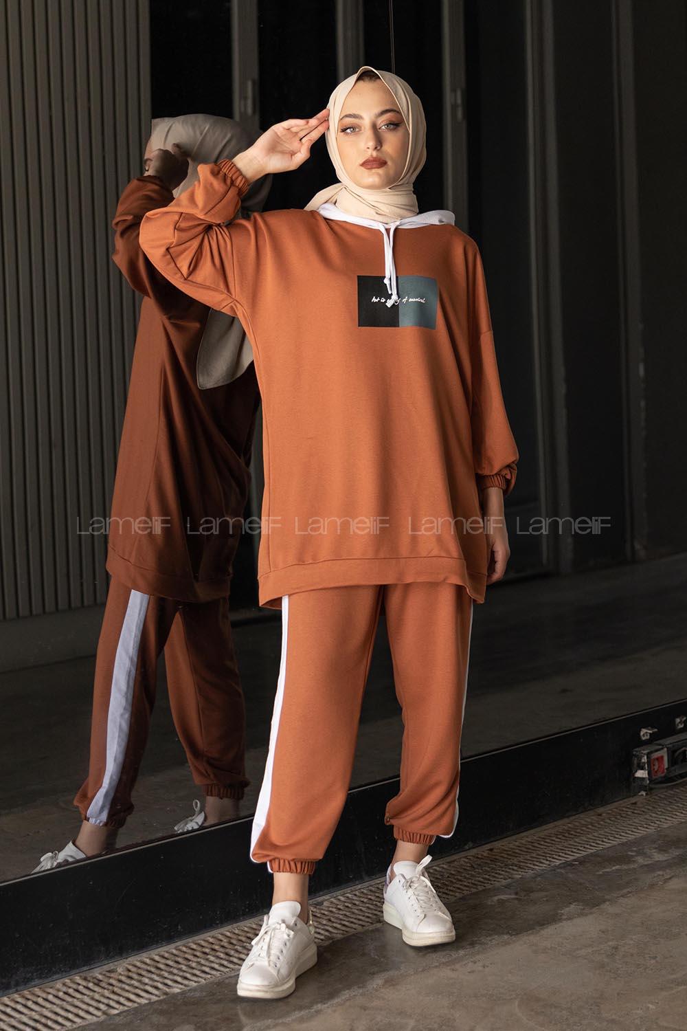 Modalamelif Önü Yazı Baskılı Garnili İkili Takım Taba