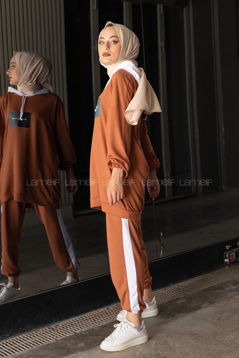 Modalamelif Önü Yazı Baskılı Garnili İkili Takım Taba