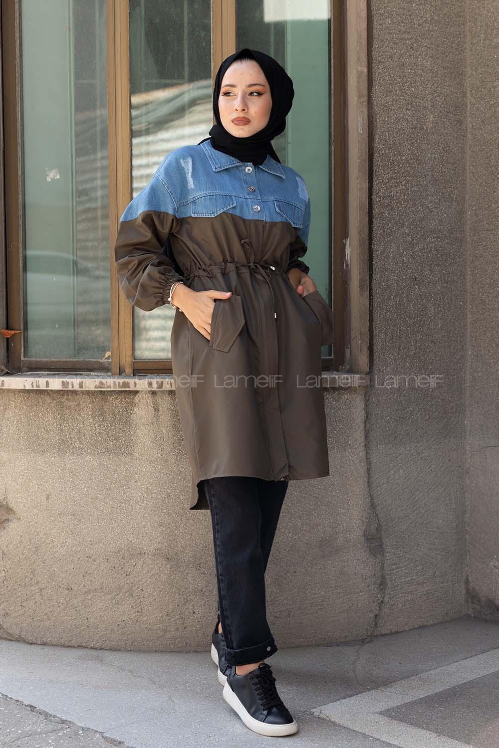 Modalamelif Üst Kot Garnili Trenç Haki