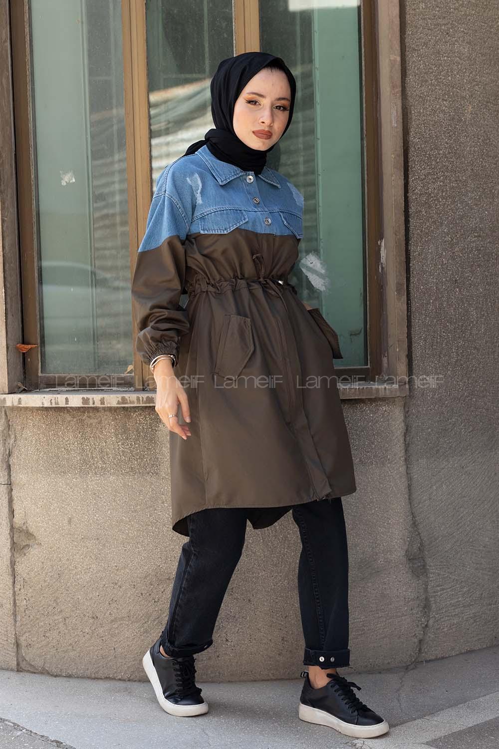 Modalamelif Üst Kot Garnili Trenç Haki