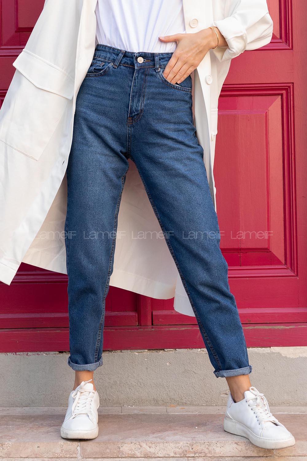 Lamelif Boru Paça Mom Jean Koyu Mavi