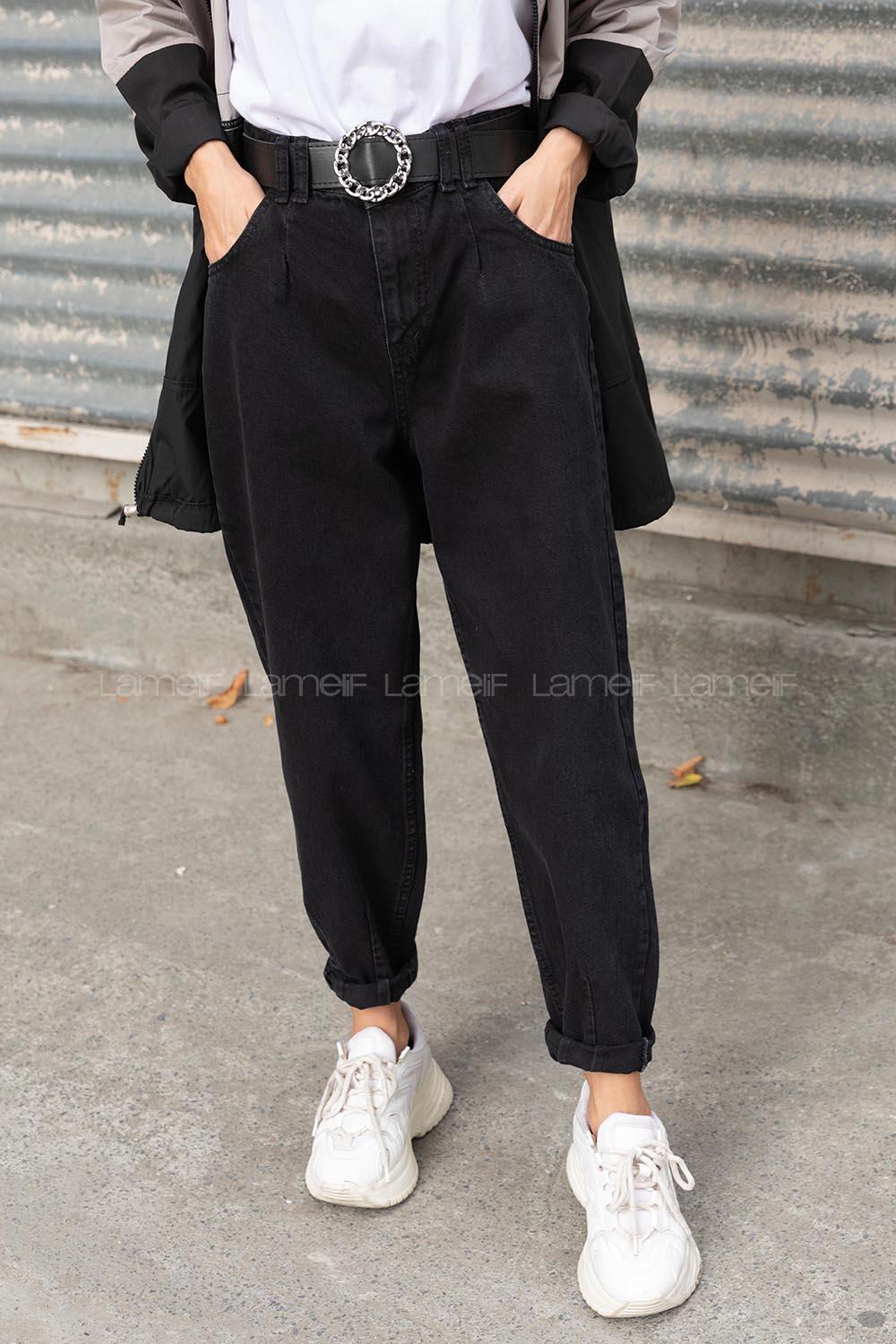 Modalamelif Paça Pensli Kot Pantolon Siyah