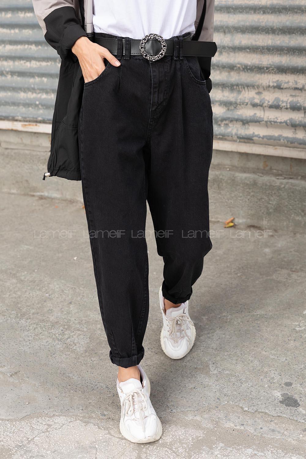 Modalamelif Paça Pensli Kot Pantolon Siyah