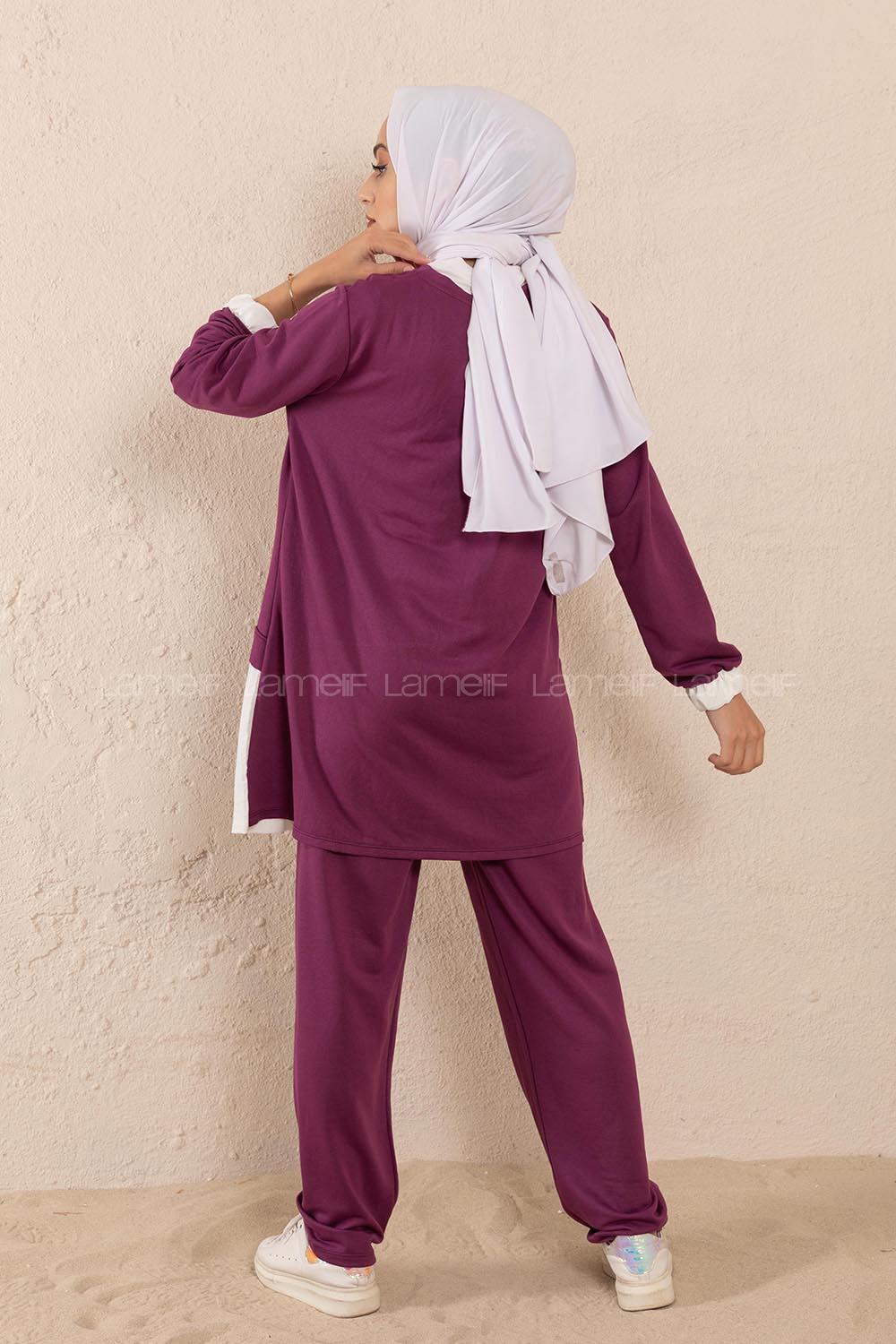 Modalamelif Etek Garnili İkili Takım Mor