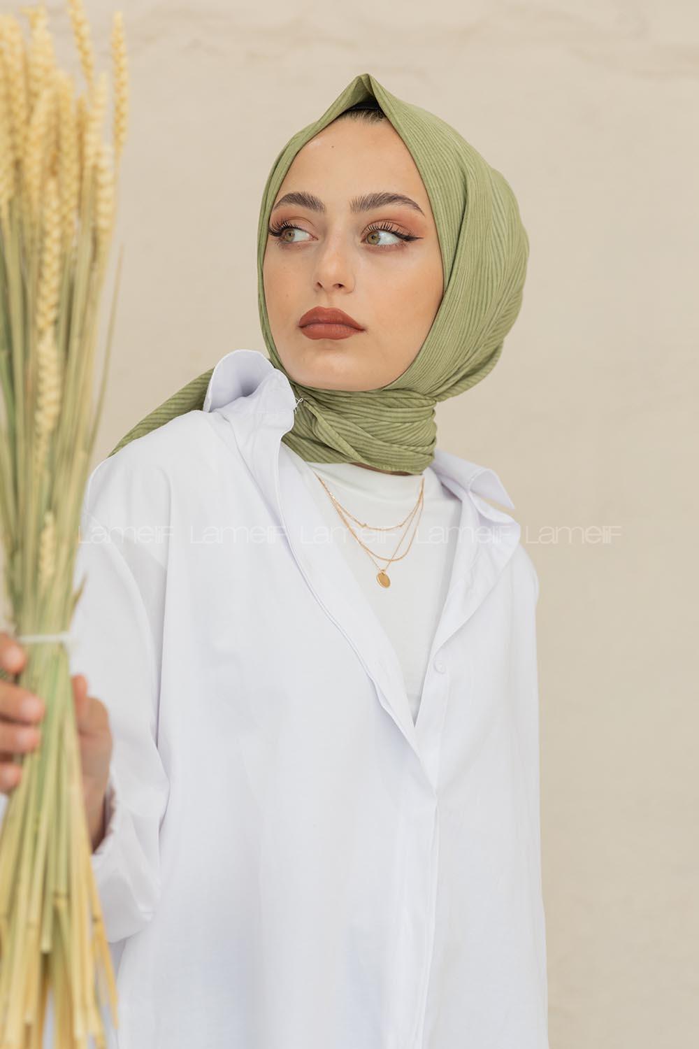 Modalamelif Fıstık Yeşili Stor Desen Şal