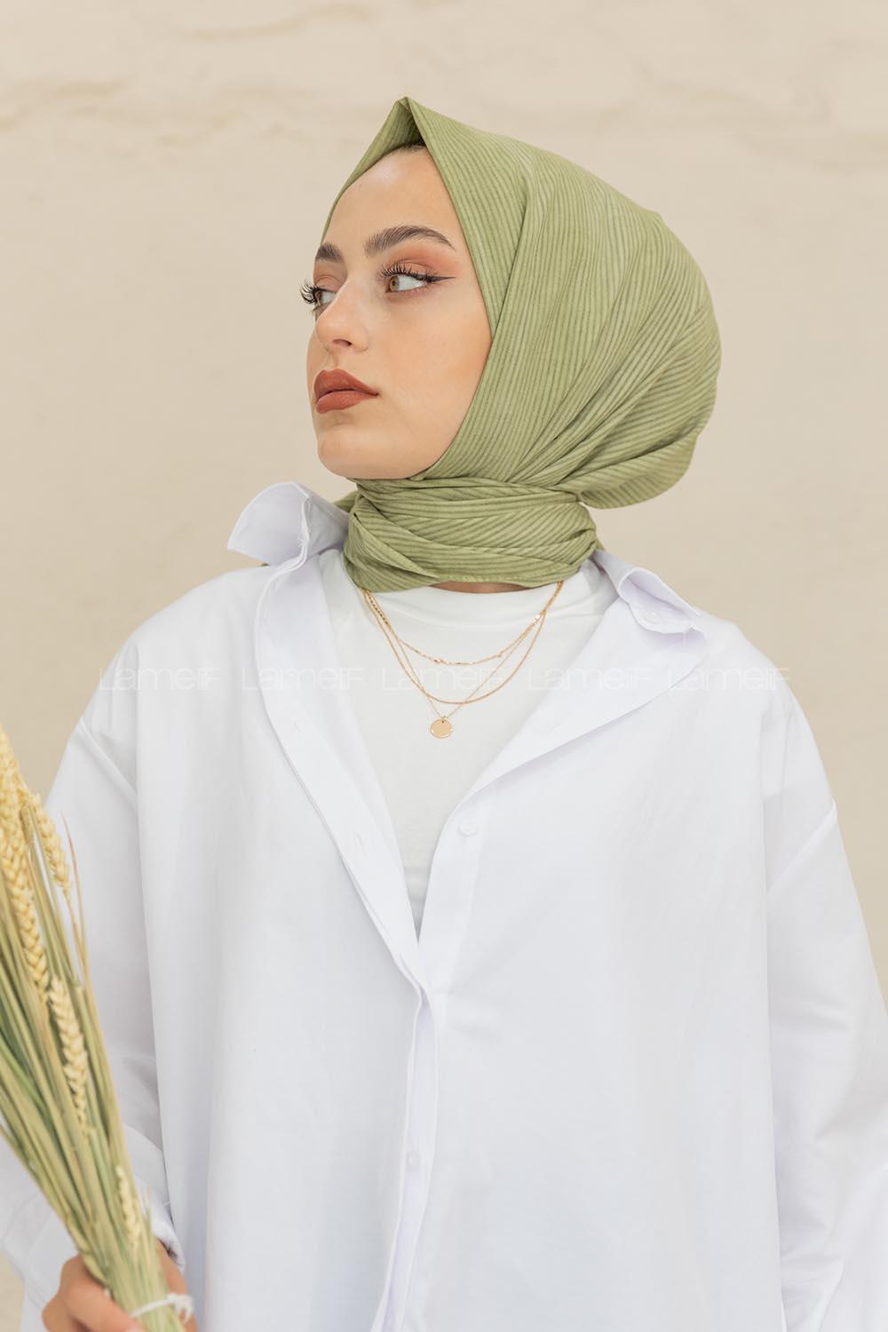 Modalamelif Fıstık Yeşili Stor Desen Şal