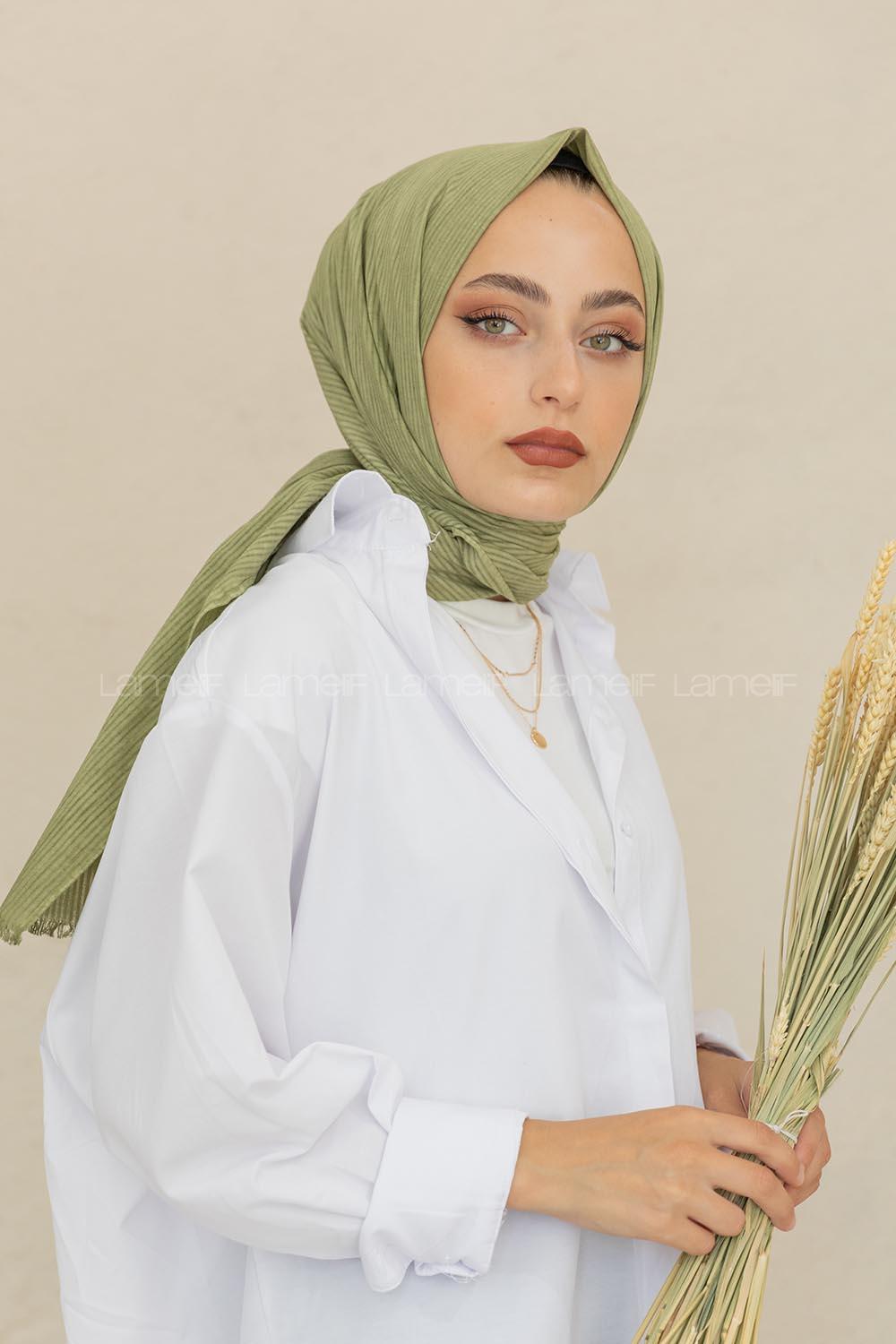 Modalamelif Fıstık Yeşili Stor Desen Şal