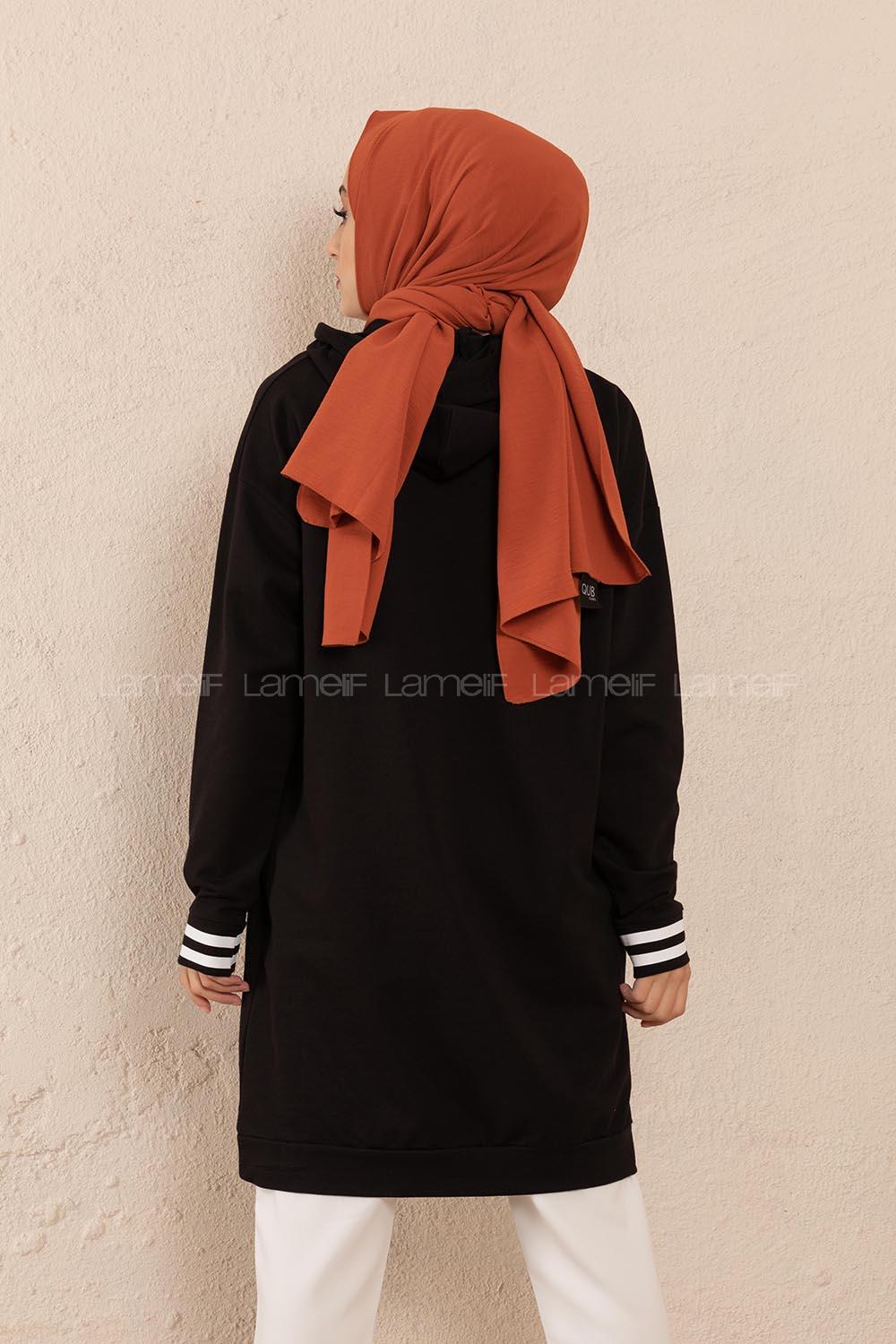 Modalamelif Greather Yazı Baskılı Sweat Tunik Siyah