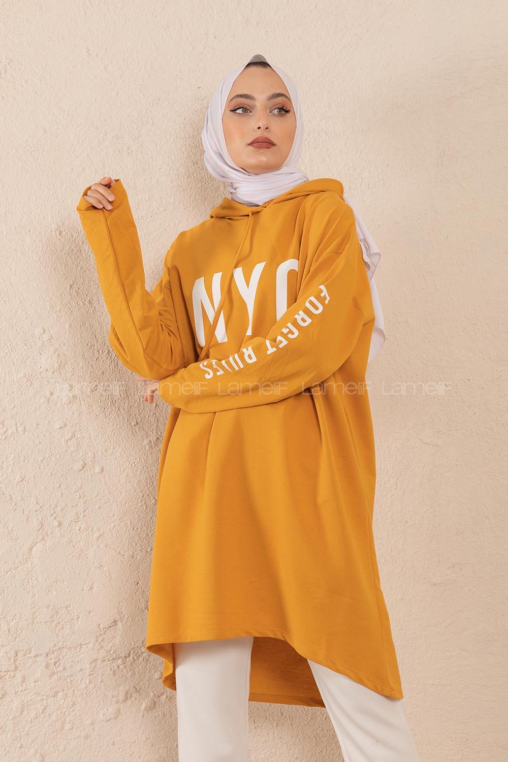 Modalamelif Nyc Baskılı Sweat Hardal Sarısı